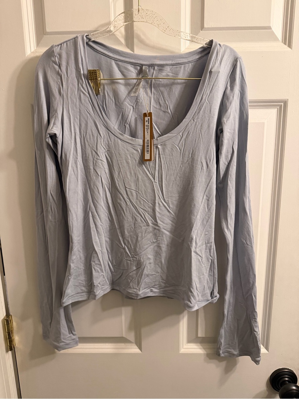 Skims Women's Long-Sleeve Scoop Neck Top - Light Blue